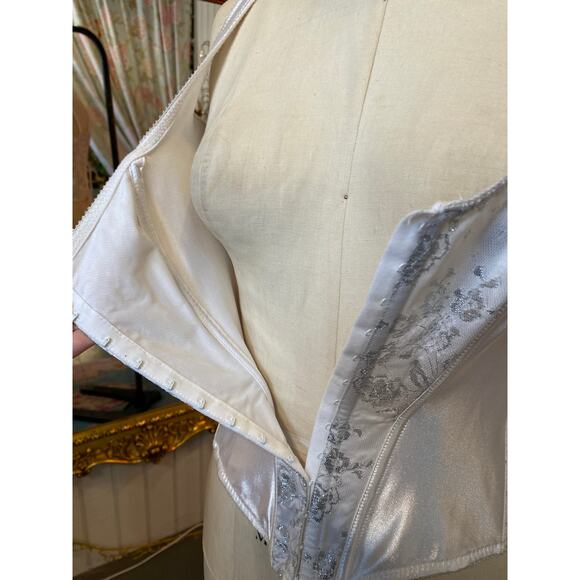 vintage 1990s fredricks of hollywood coset white and silver 90s bustier m/l 38 - Picture 9 of 10
